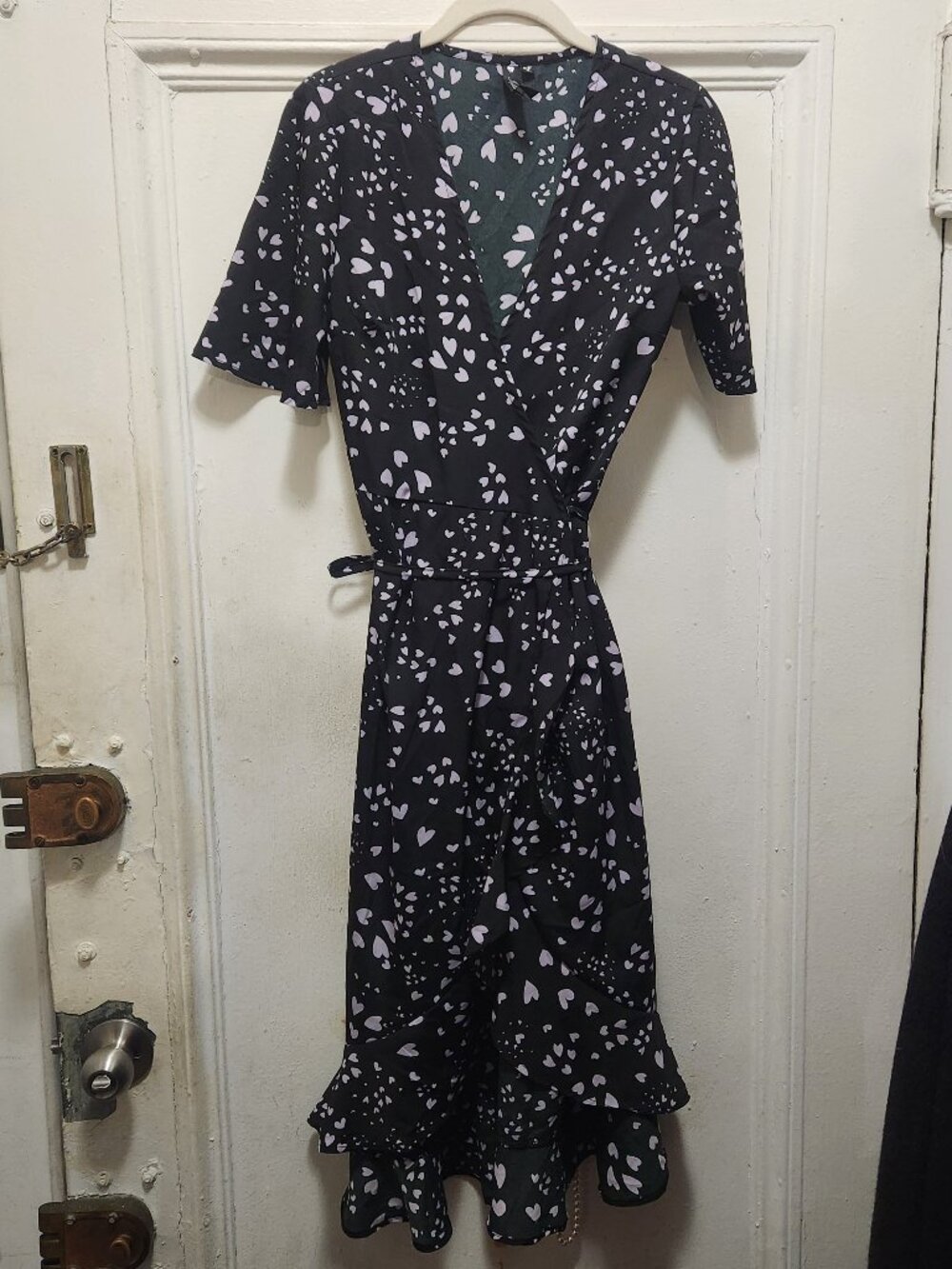 Influence Heart Print Navy Wrap Dress